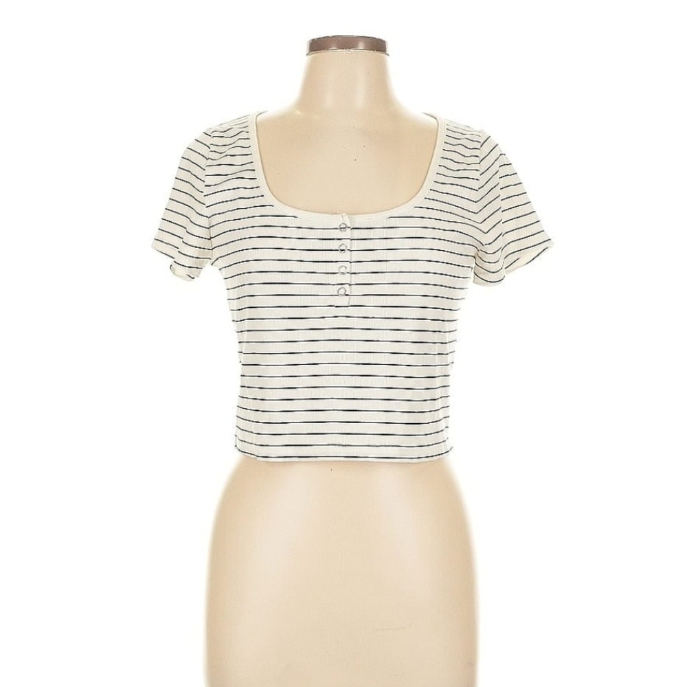 Madewell Black and White Striped Crop Top